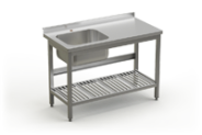 Nerūdijančio plieno stalas su plautuve ir perforuota lentyna