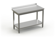 Nerūdijančio plieno stalas su lentyna